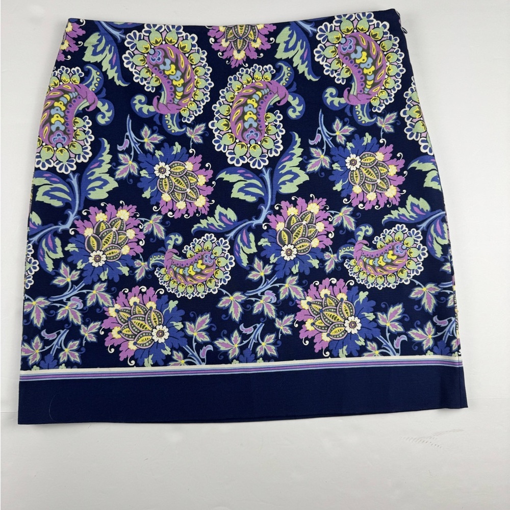 Talbots Navy Floral paisley canvas pencil skirt size 8